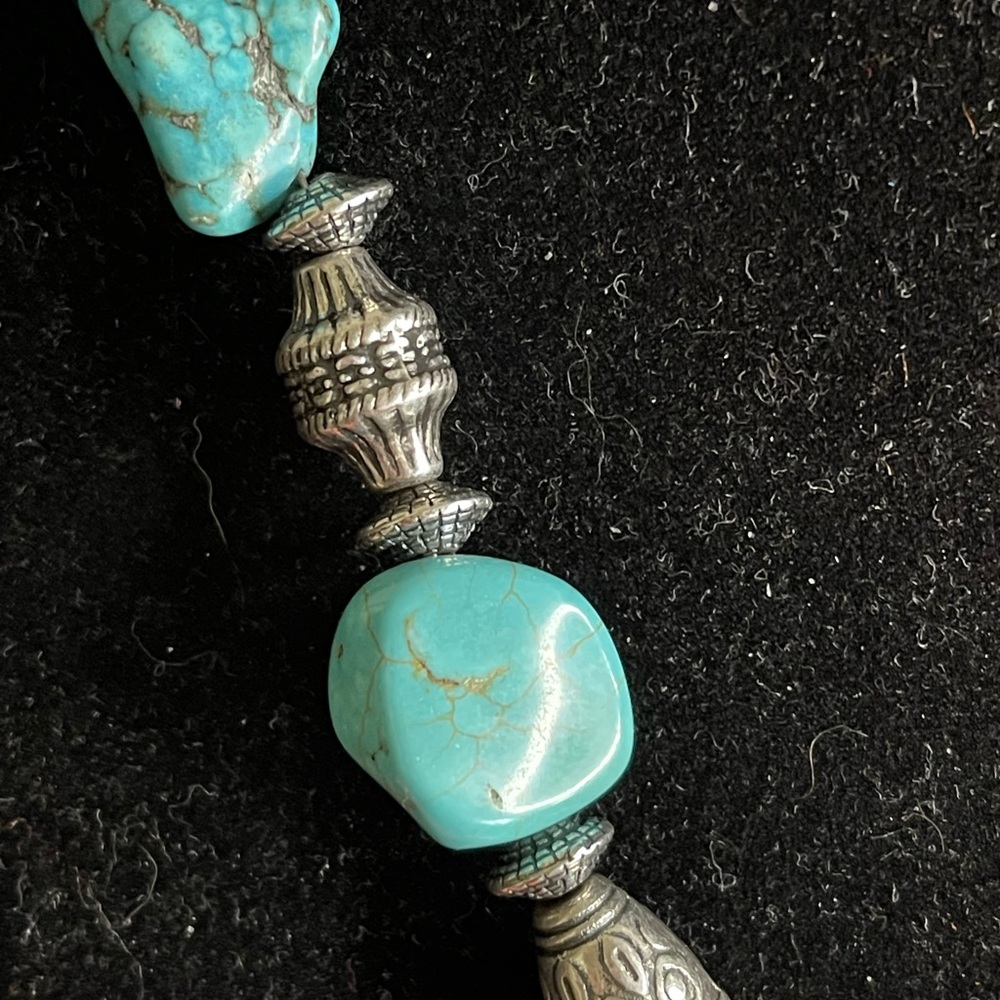 Dfl VIMCI Turquoise, Silver Tone, C.Z. Diamonds Cross Necklace, Earring Set - Picture 3 of 16